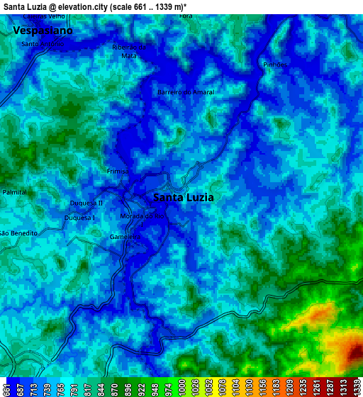 Zoom OUT 2x Santa Luzia, Brazil elevation map