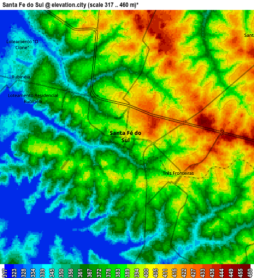 Zoom OUT 2x Santa Fé do Sul, Brazil elevation map