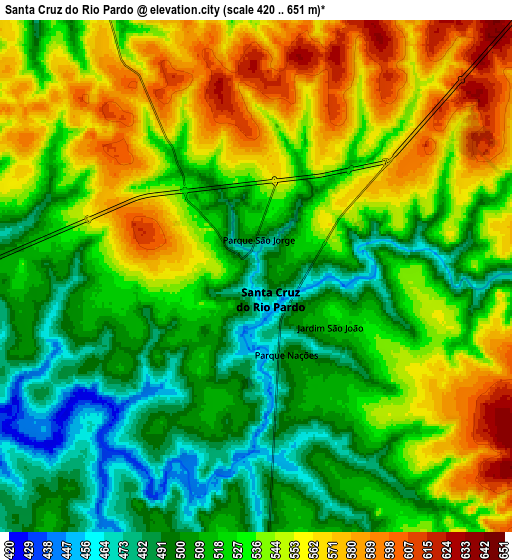 Zoom OUT 2x Santa Cruz do Rio Pardo, Brazil elevation map