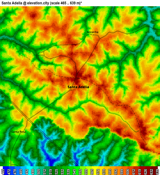 Zoom OUT 2x Santa Adélia, Brazil elevation map