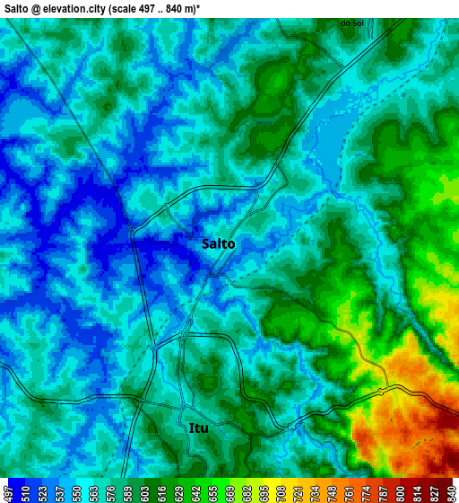 Zoom OUT 2x Salto, Brazil elevation map