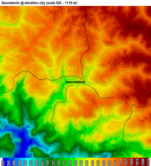Zoom OUT 2x Sacramento, Brazil elevation map
