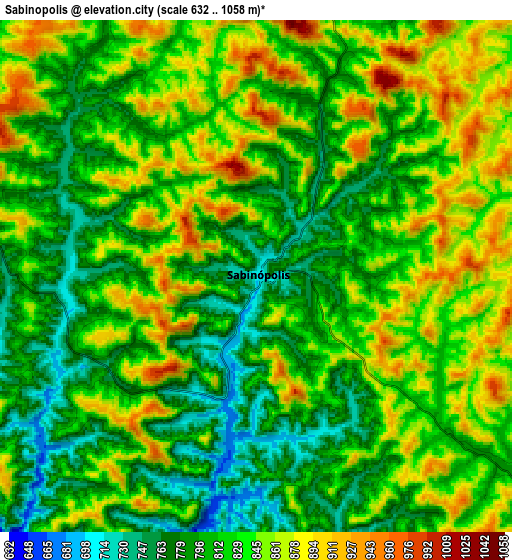 Zoom OUT 2x Sabinópolis, Brazil elevation map