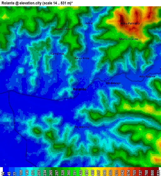 Zoom OUT 2x Rolante, Brazil elevation map