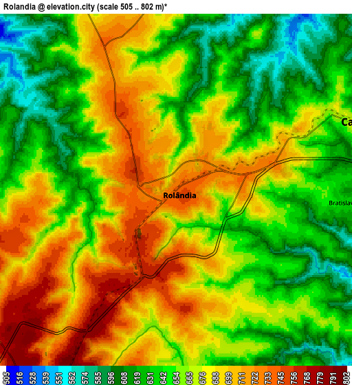 Zoom OUT 2x Rolândia, Brazil elevation map