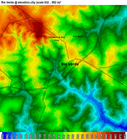 Zoom OUT 2x Rio Verde, Brazil elevation map
