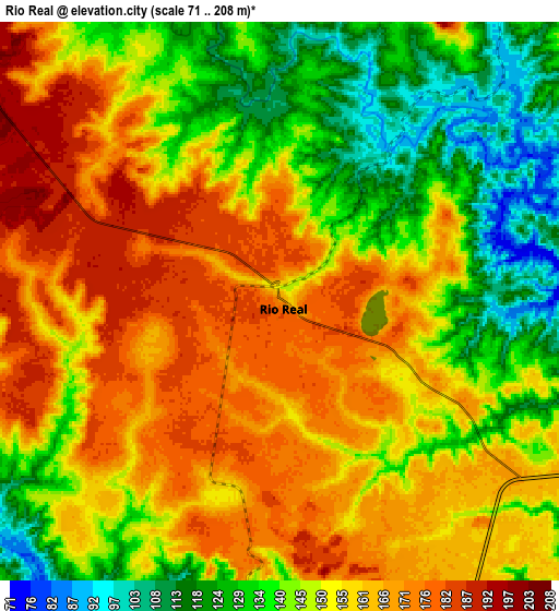 Zoom OUT 2x Rio Real, Brazil elevation map