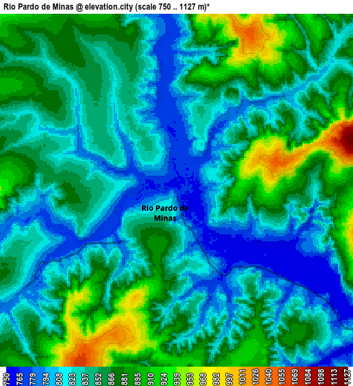 Zoom OUT 2x Rio Pardo de Minas, Brazil elevation map