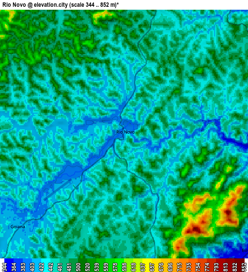 Zoom OUT 2x Rio Novo, Brazil elevation map