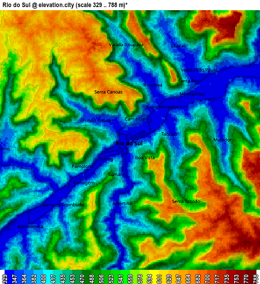 Zoom OUT 2x Rio do Sul, Brazil elevation map