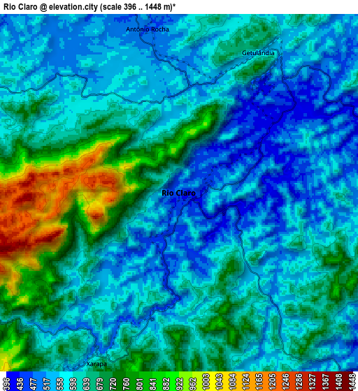 Zoom OUT 2x Rio Claro, Brazil elevation map