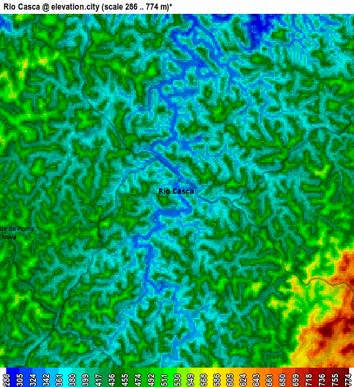 Zoom OUT 2x Rio Casca, Brazil elevation map