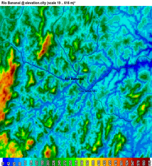 Zoom OUT 2x Rio Bananal, Brazil elevation map