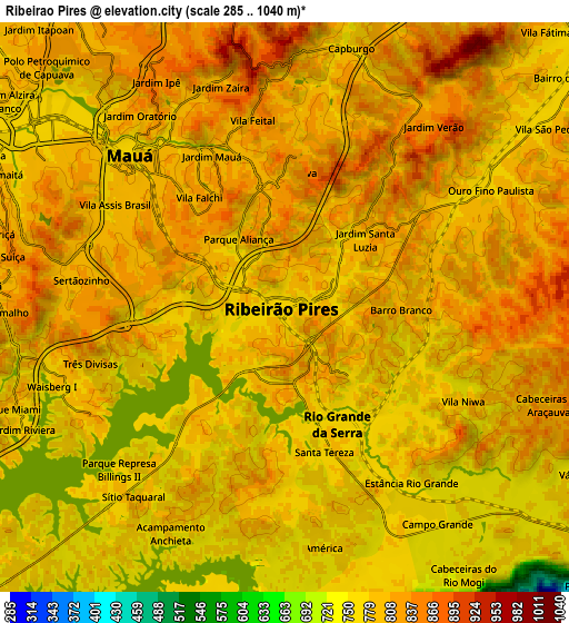 Zoom OUT 2x Ribeirão Pires, Brazil elevation map