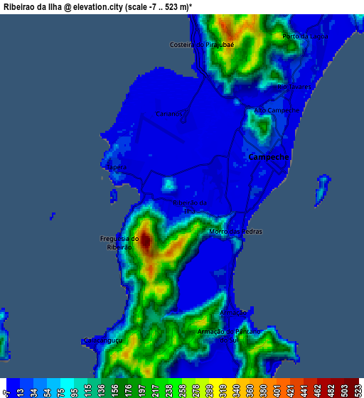 Zoom OUT 2x Ribeirão da Ilha, Brazil elevation map