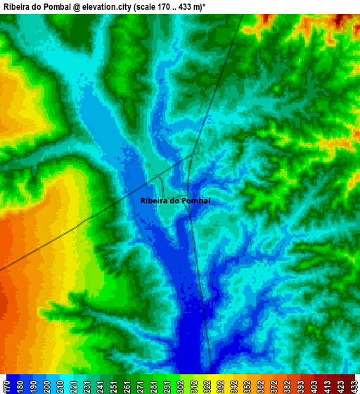 Zoom OUT 2x Ribeira do Pombal, Brazil elevation map