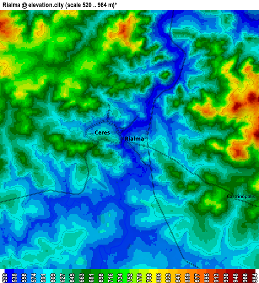 Zoom OUT 2x Rialma, Brazil elevation map