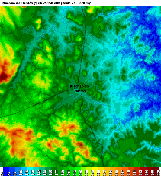 Zoom OUT 2x Riachão do Dantas, Brazil elevation map