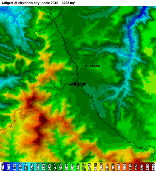Zoom OUT 2x Ādīgrat, Ethiopia elevation map