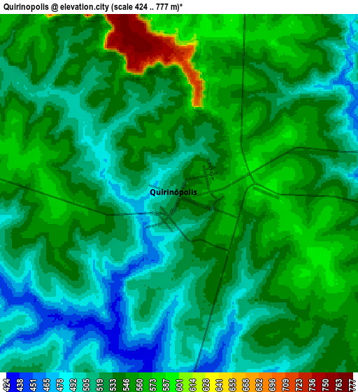 Zoom OUT 2x Quirinópolis, Brazil elevation map