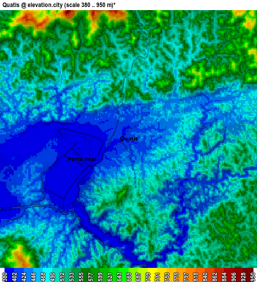 Zoom OUT 2x Quatis, Brazil elevation map