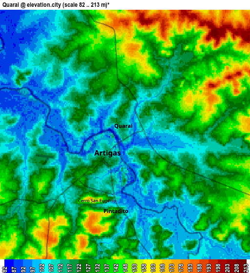 Zoom OUT 2x Quaraí, Brazil elevation map