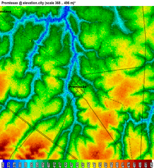 Zoom OUT 2x Promissão, Brazil elevation map