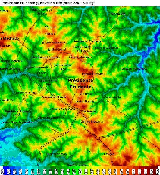 Zoom OUT 2x Presidente Prudente, Brazil elevation map