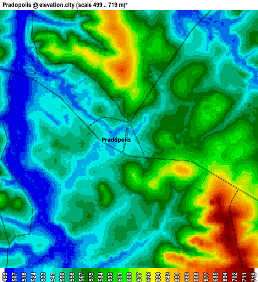 Zoom OUT 2x Pradópolis, Brazil elevation map