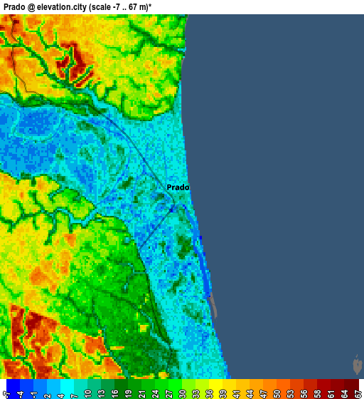 Zoom OUT 2x Prado, Brazil elevation map