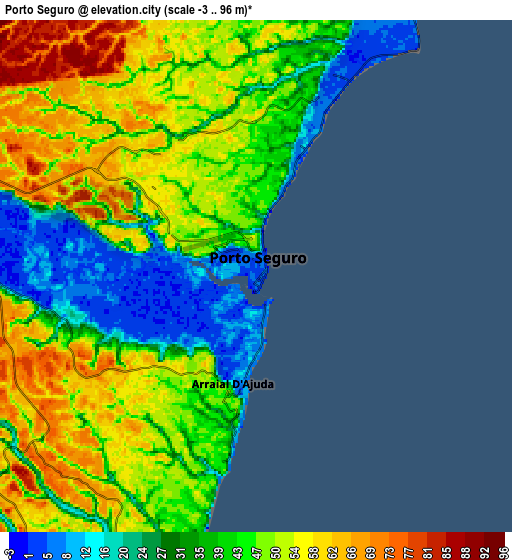 Zoom OUT 2x Porto Seguro, Brazil elevation map