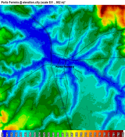 Zoom OUT 2x Porto Ferreira, Brazil elevation map