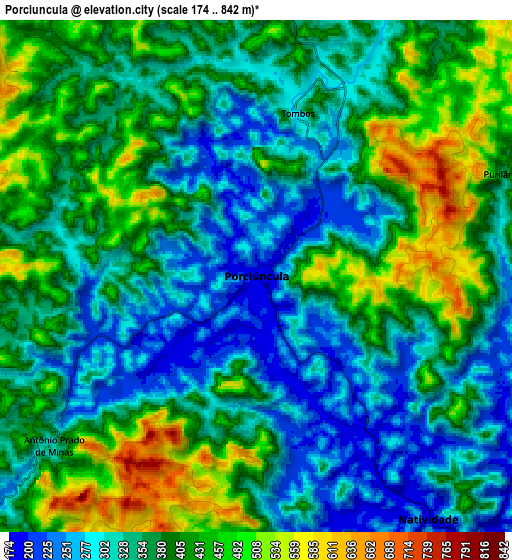 Zoom OUT 2x Porciúncula, Brazil elevation map