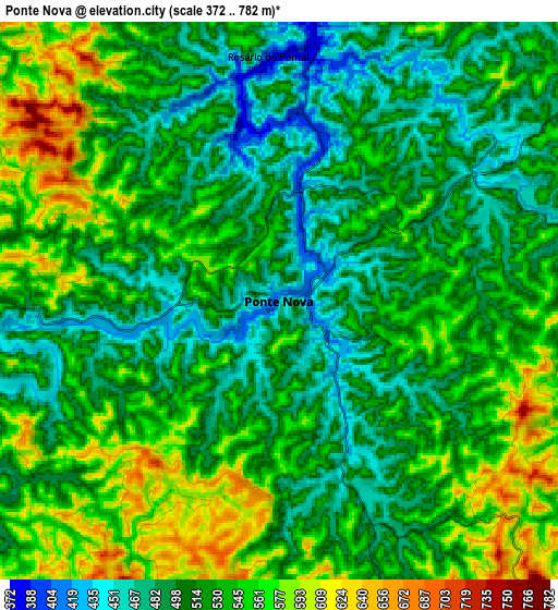 Zoom OUT 2x Ponte Nova, Brazil elevation map