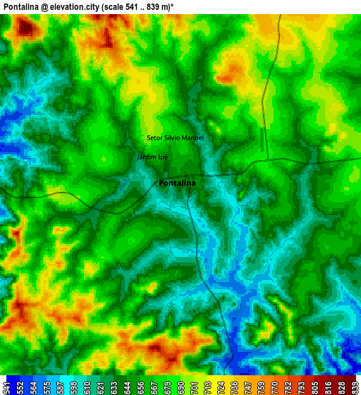 Zoom OUT 2x Pontalina, Brazil elevation map