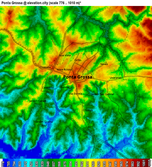 Zoom OUT 2x Ponta Grossa, Brazil elevation map