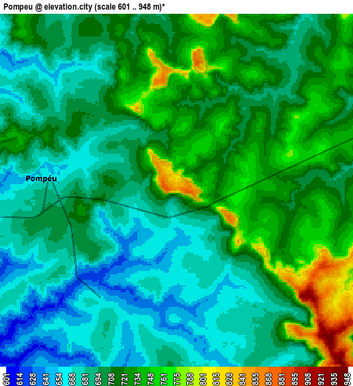 Zoom OUT 2x Pompéu, Brazil elevation map