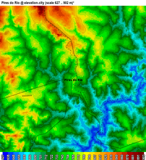 Zoom OUT 2x Pires do Rio, Brazil elevation map
