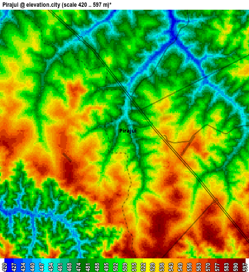 Zoom OUT 2x Pirajuí, Brazil elevation map