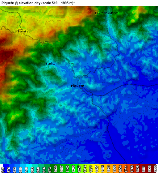 Zoom OUT 2x Piquete, Brazil elevation map