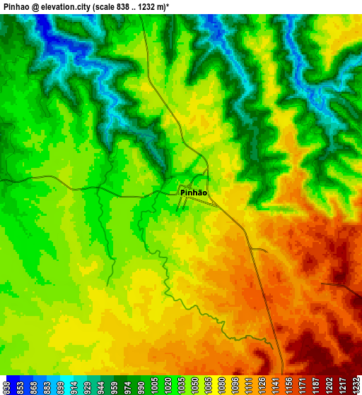 Zoom OUT 2x Pinhão, Brazil elevation map