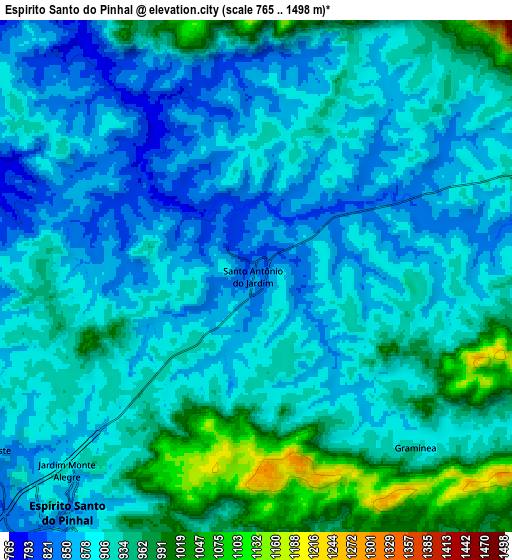 Zoom OUT 2x Espírito Santo do Pinhal, Brazil elevation map