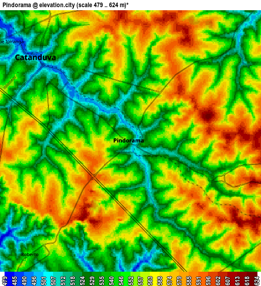 Zoom OUT 2x Pindorama, Brazil elevation map