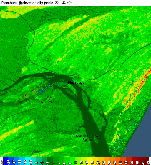 Zoom OUT 2x Piaçabuçu, Brazil elevation map