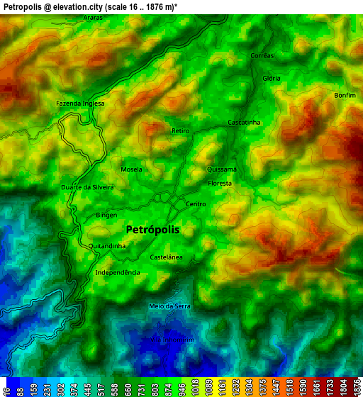 Zoom OUT 2x Petrópolis, Brazil elevation map