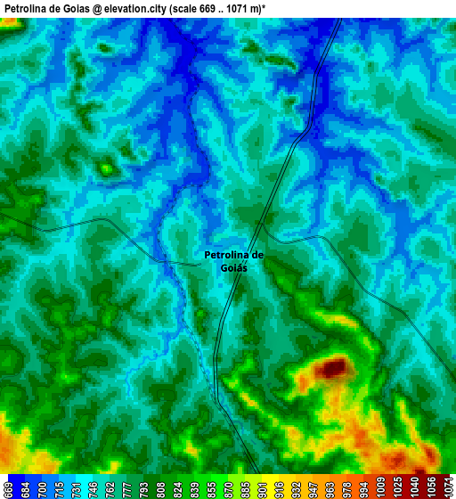 Zoom OUT 2x Petrolina de Goiás, Brazil elevation map