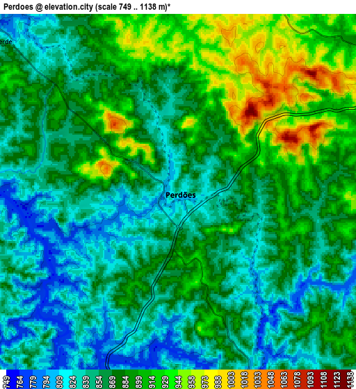 Zoom OUT 2x Perdões, Brazil elevation map