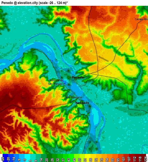 Zoom OUT 2x Penedo, Brazil elevation map