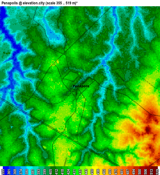 Zoom OUT 2x Penápolis, Brazil elevation map