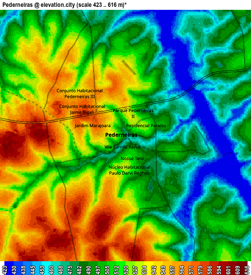 Zoom OUT 2x Pederneiras, Brazil elevation map